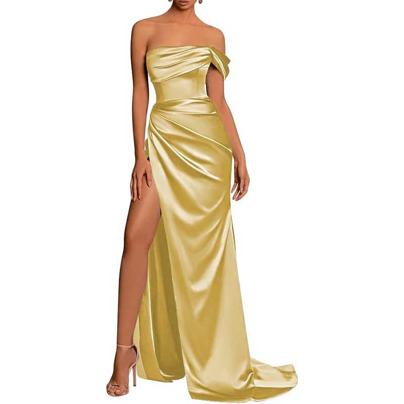Satin One Shoulder Mermaid Bridesmaid Dresses Formal Dress Evening Gown