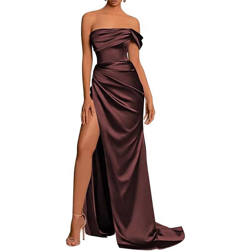 Satin One Shoulder Mermaid Bridesmaid Dresses Formal Dress Evening Gown