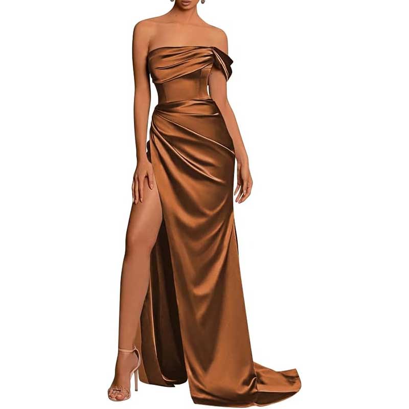 Satin One Shoulder Mermaid Bridesmaid Dresses Formal Dress Evening Gown