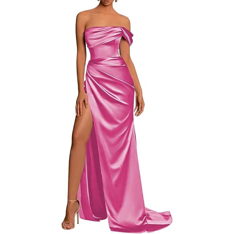 Satin One Shoulder Mermaid Bridesmaid Dresses Formal Dress Evening Gown