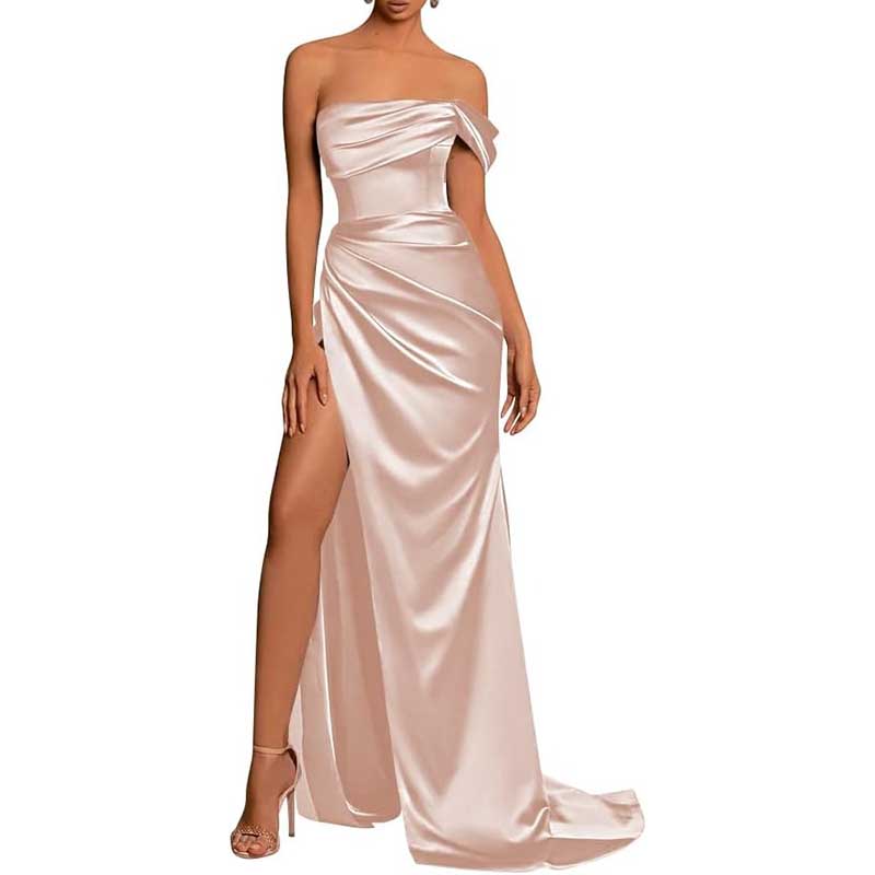 Satin One Shoulder Mermaid Bridesmaid Dresses Formal Dress Evening Gown