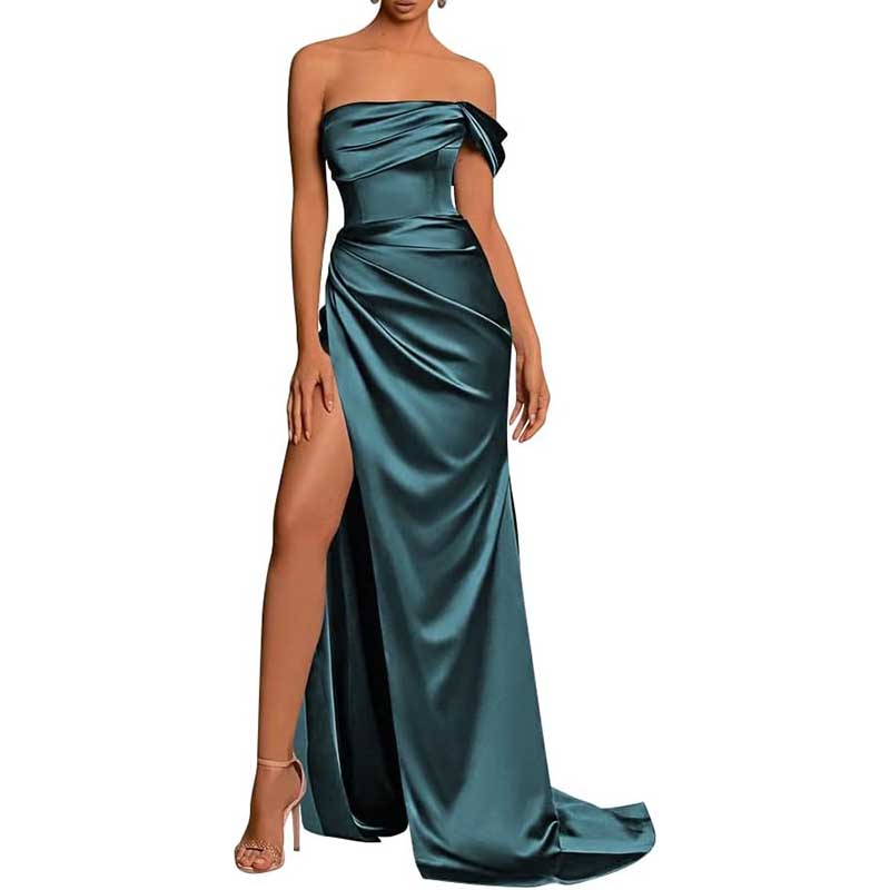 Satin One Shoulder Mermaid Bridesmaid Dresses Formal Dress Evening Gown