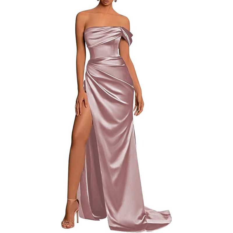 Satin One Shoulder Mermaid Bridesmaid Dresses Formal Dress Evening Gown