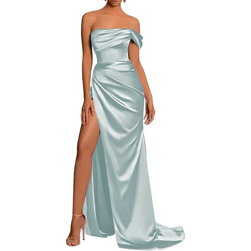 Satin One Shoulder Mermaid Bridesmaid Dresses Formal Dress Evening Gown