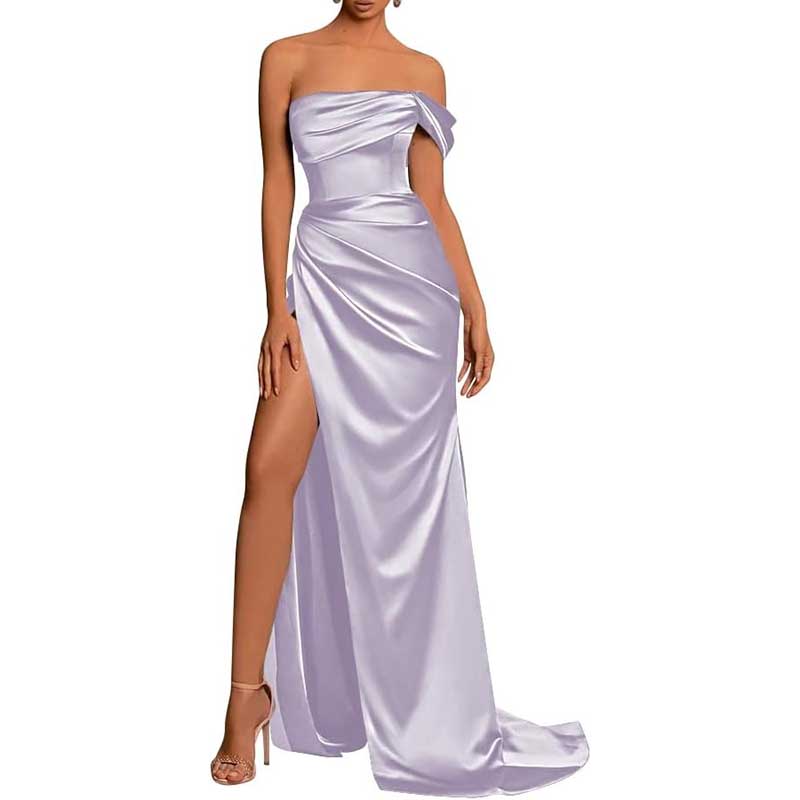 Satin One Shoulder Mermaid Bridesmaid Dresses Formal Dress Evening Gown