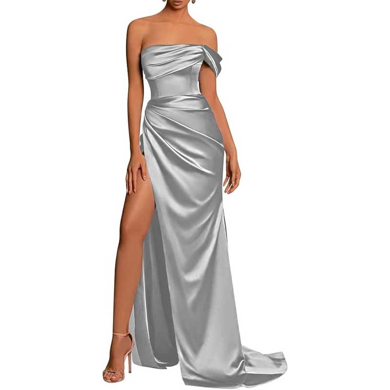 Satin One Shoulder Mermaid Bridesmaid Dresses Formal Dress Evening Gown