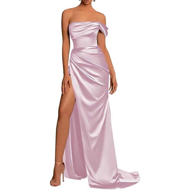 Satin One Shoulder Mermaid Bridesmaid Dresses Formal Dress Evening Gown