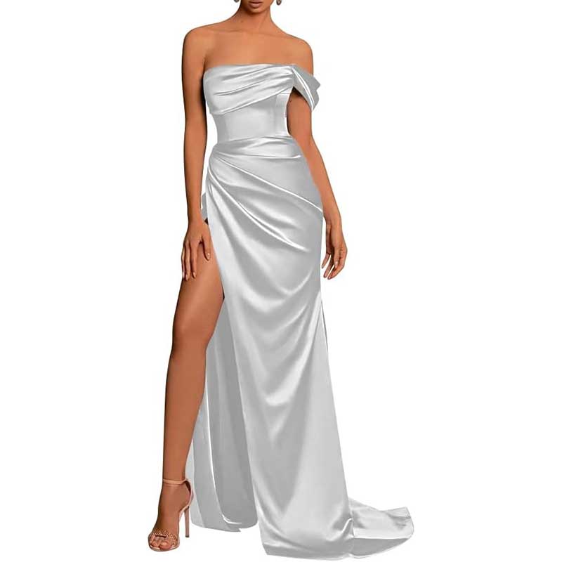 Satin One Shoulder Mermaid Bridesmaid Dresses Formal Dress Evening Gown