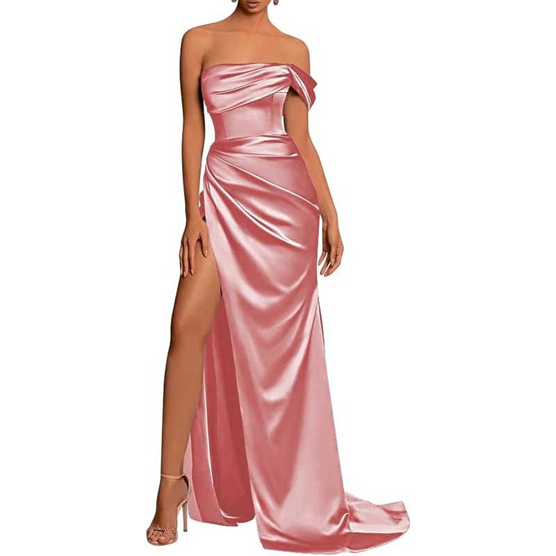 Satin One Shoulder Mermaid Bridesmaid Dresses Formal Dress Evening Gown