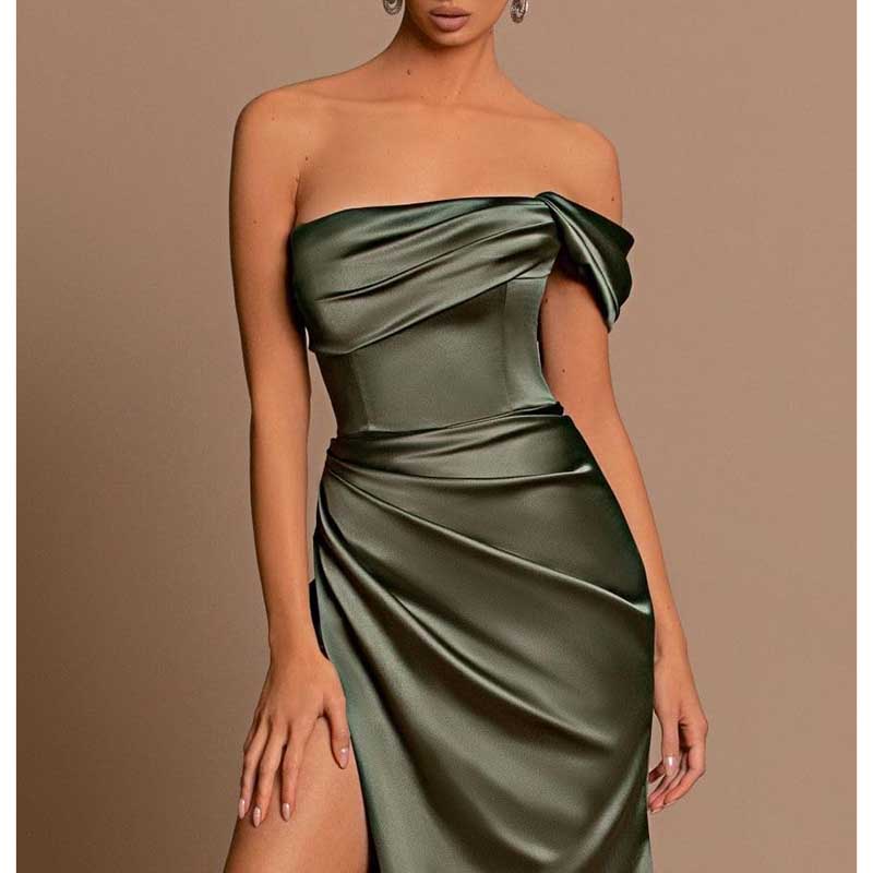 Satin One Shoulder Mermaid Bridesmaid Dresses Formal Dress Evening Gown