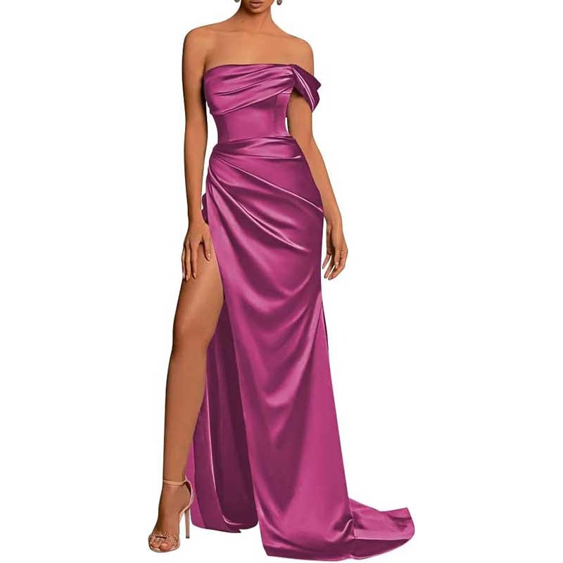 Satin One Shoulder Mermaid Bridesmaid Dresses Formal Dress Evening Gown