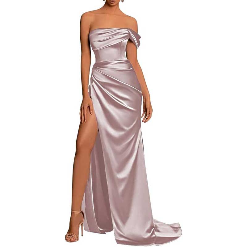 Satin One Shoulder Mermaid Bridesmaid Dresses Formal Dress Evening Gown
