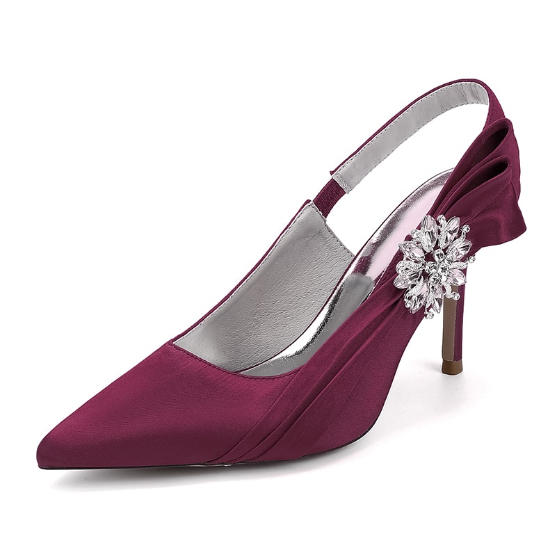 Satin Wedding Shoes Heeled Bridal Sandals Slingbacks Dress Shoes
