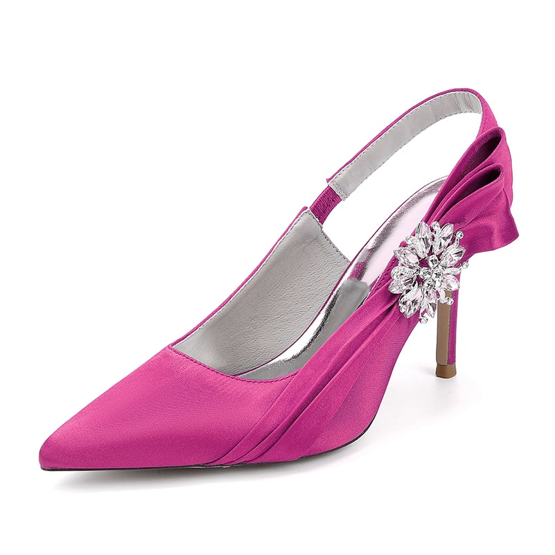 Satin Wedding Shoes Heeled Bridal Sandals Slingbacks Dress Shoes