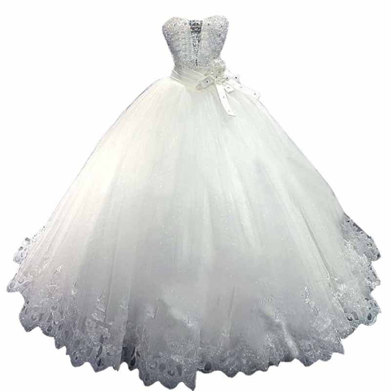 Sweetheart Bridal Gown Lace-Up Crystal Embellished Wedding Dress