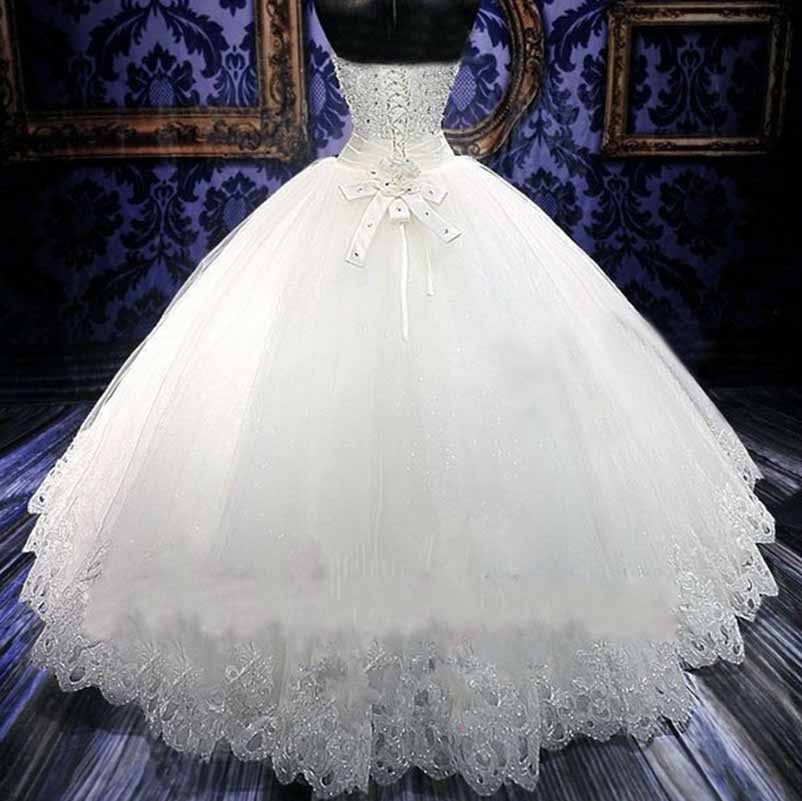 Sweetheart Bridal Gown Lace-Up Crystal Embellished Wedding Dress
