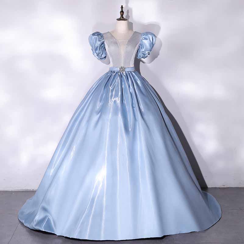 Tulle Appliques Puff Sleeve Quinceanera Dress Ball Gowns