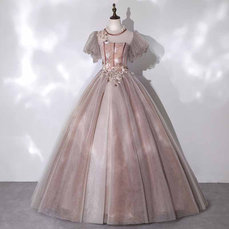 Tulle Appliques Puff Sleeve Quinceanera Dress Ball Gowns