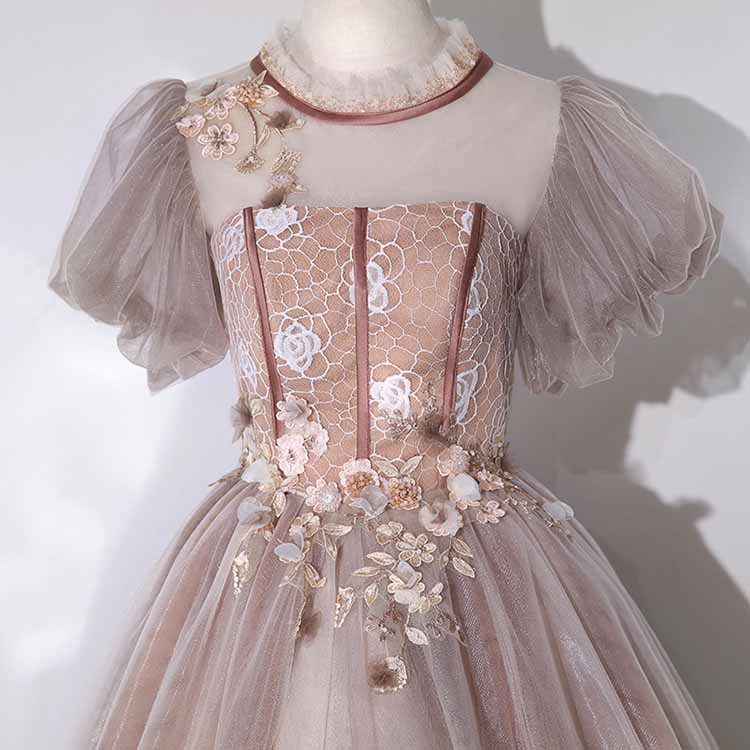 Tulle Appliques Puff Sleeve Quinceanera Dress Ball Gowns