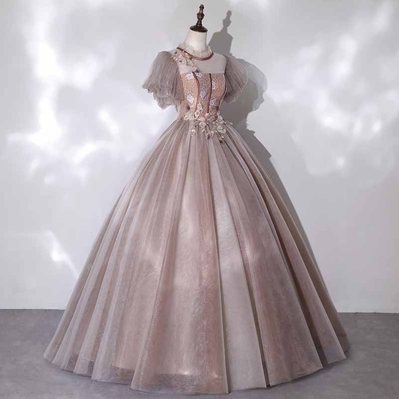 Tulle Appliques Puff Sleeve Quinceanera Dress Ball Gowns