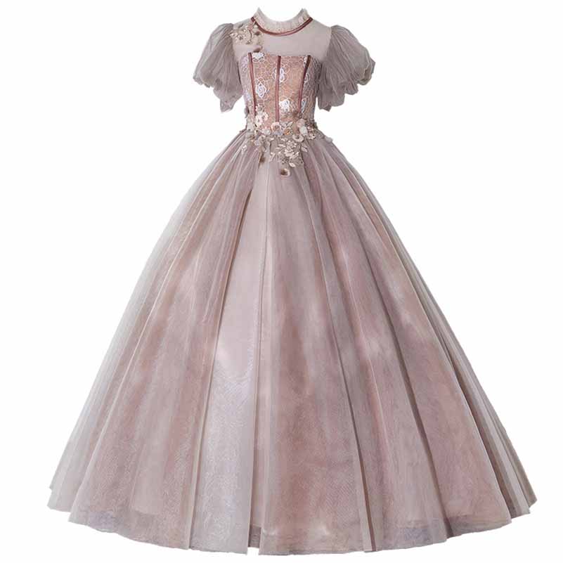Tulle Appliques Puff Sleeve Quinceanera Dress Ball Gowns
