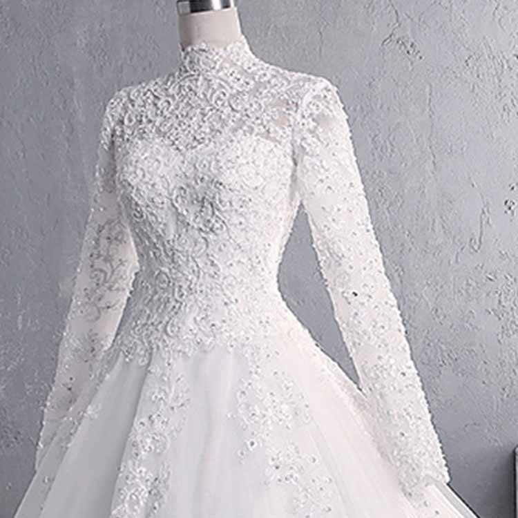 Vintage Custom Bridal Dress Long Sleeves Lace Wedding Dresses With Appliques