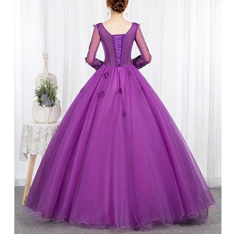 Vintage Lace Flower Appliques Prom Dress Quinceanera Dress