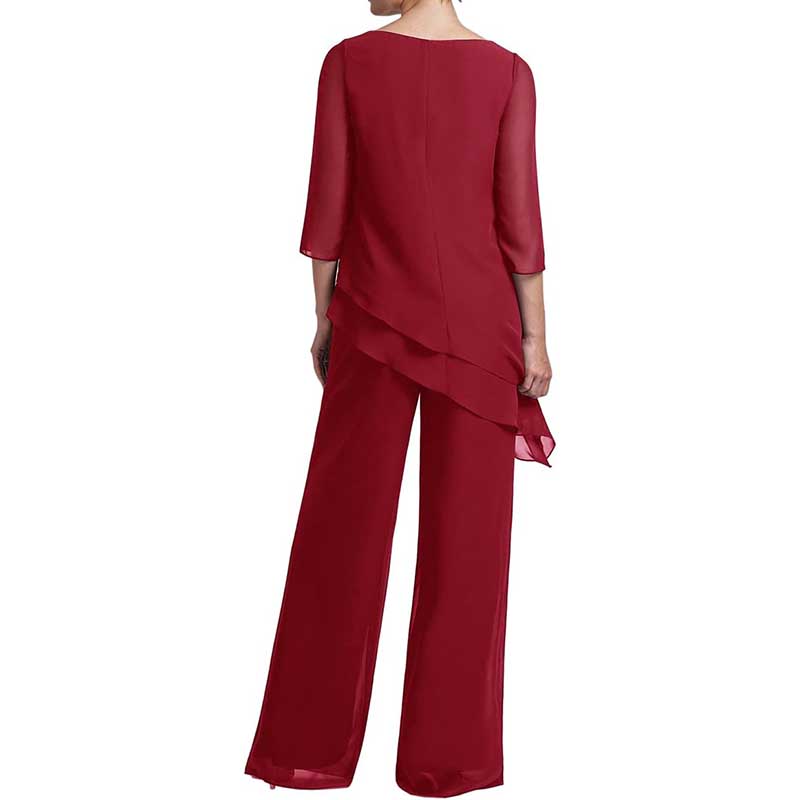 Chiffon Wedding Pant Suit Elegant 2 Piece Set Mother of Bride Wear