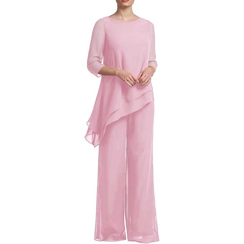 Chiffon Wedding Pant Suit Elegant 2 Piece Set Mother of Bride Wear
