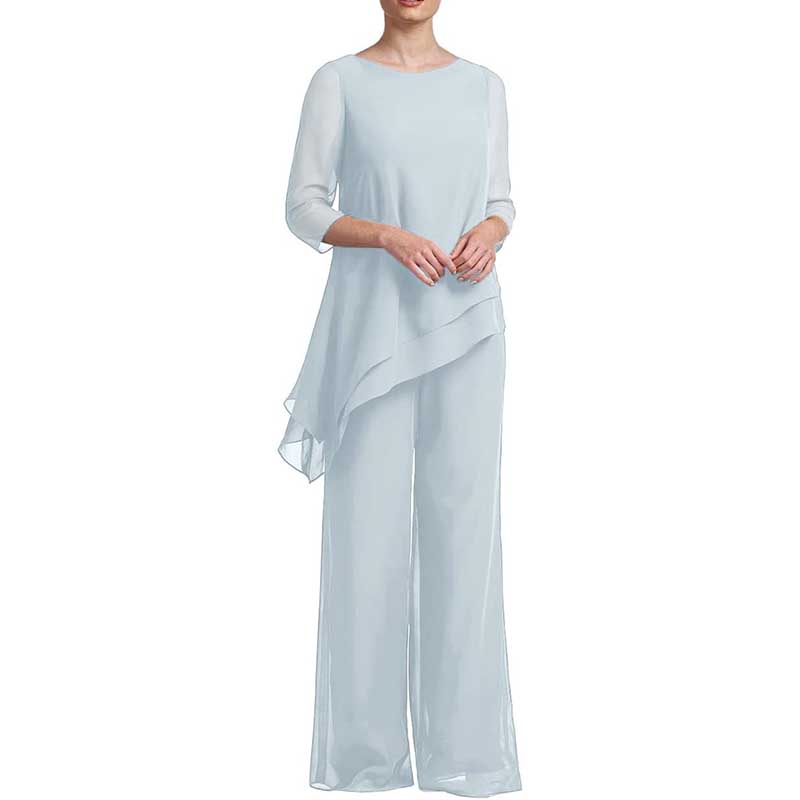 Chiffon Wedding Pant Suit Elegant 2 Piece Set Mother of Bride Wear