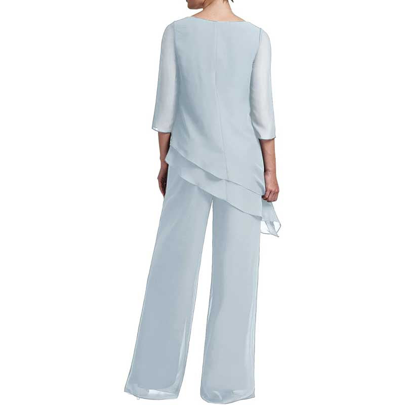 Chiffon Wedding Pant Suit Elegant 2 Piece Set Mother of Bride Wear