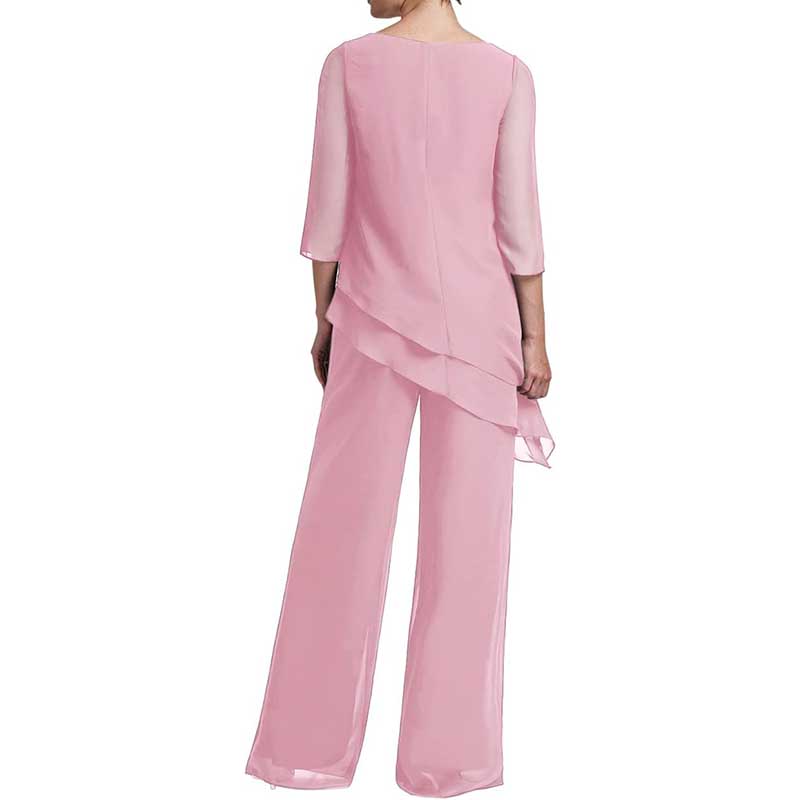Chiffon Wedding Pant Suit Elegant 2 Piece Set Mother of Bride Wear
