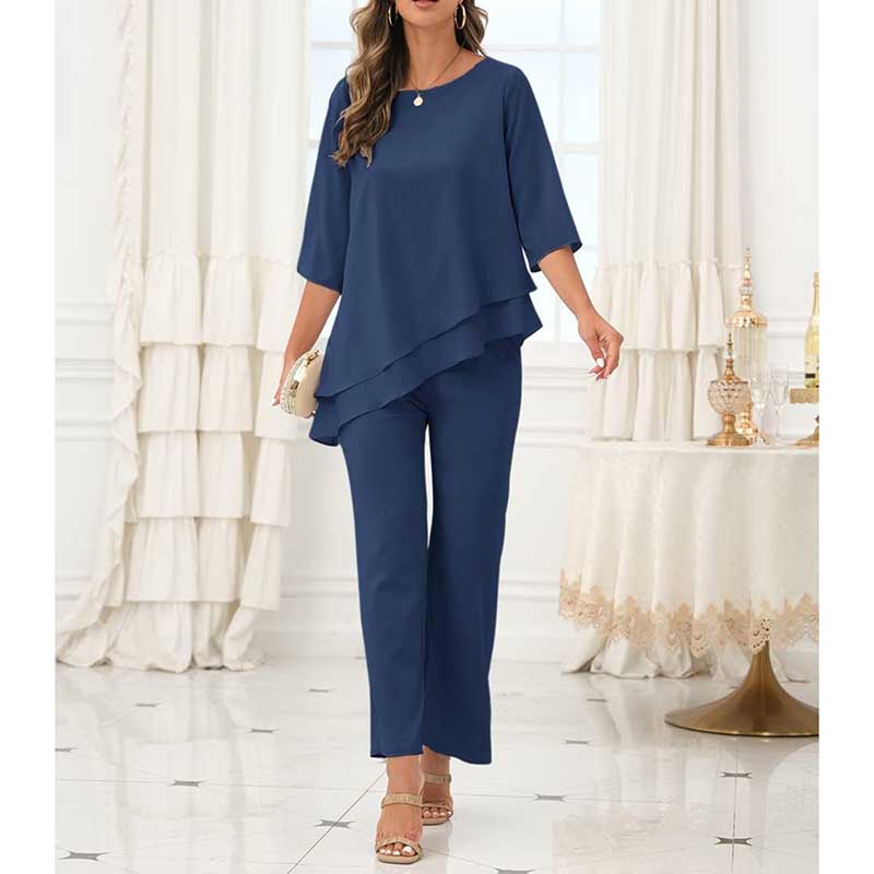 Chiffon Wedding Pant Suit Elegant 2 Piece Set Mother of Bride Wear