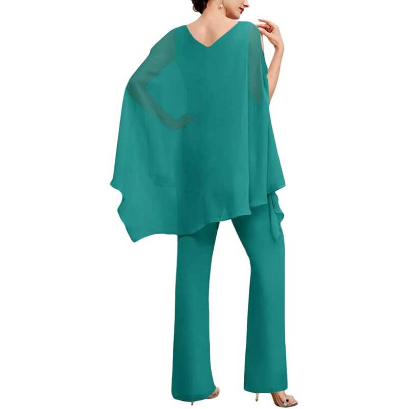 Wedding Guest Pant Suit 2 Piece Set Formal Chiffon Evening Party Outfit