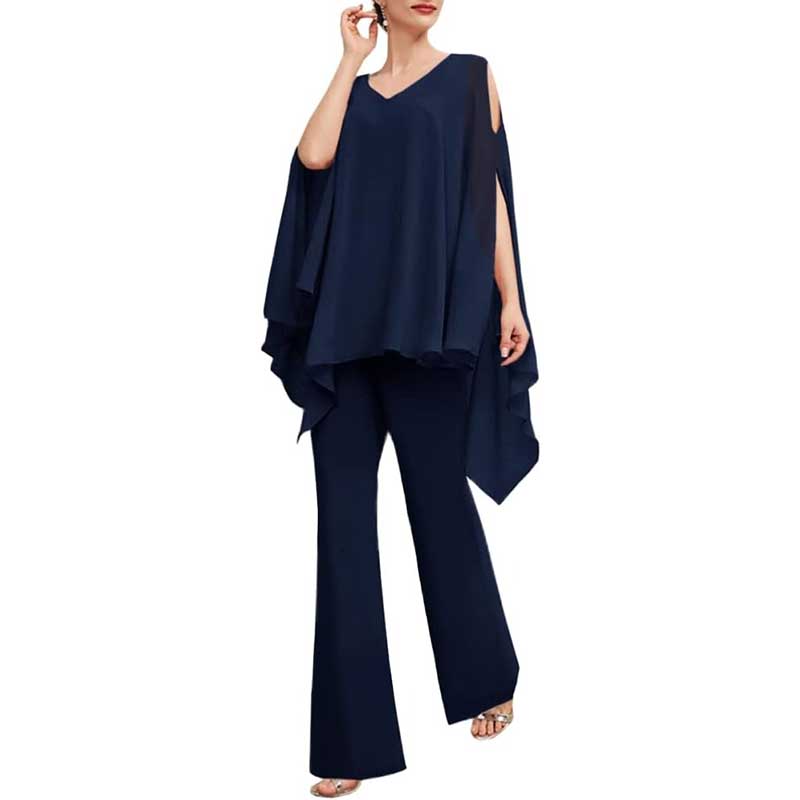Wedding Guest Pant Suit 2 Piece Set Formal Chiffon Evening Party Outfit