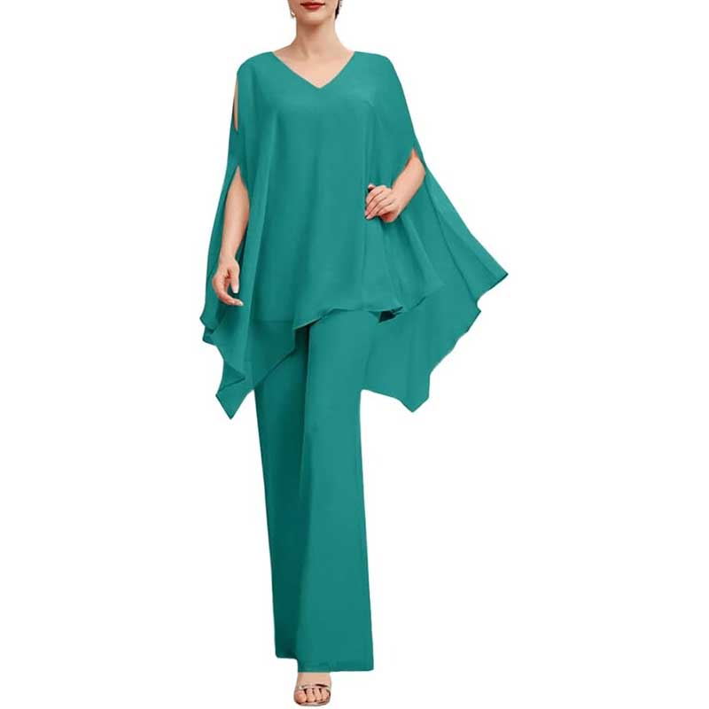 Wedding Guest Pant Suit 2 Piece Set Formal Chiffon Evening Party Outfit