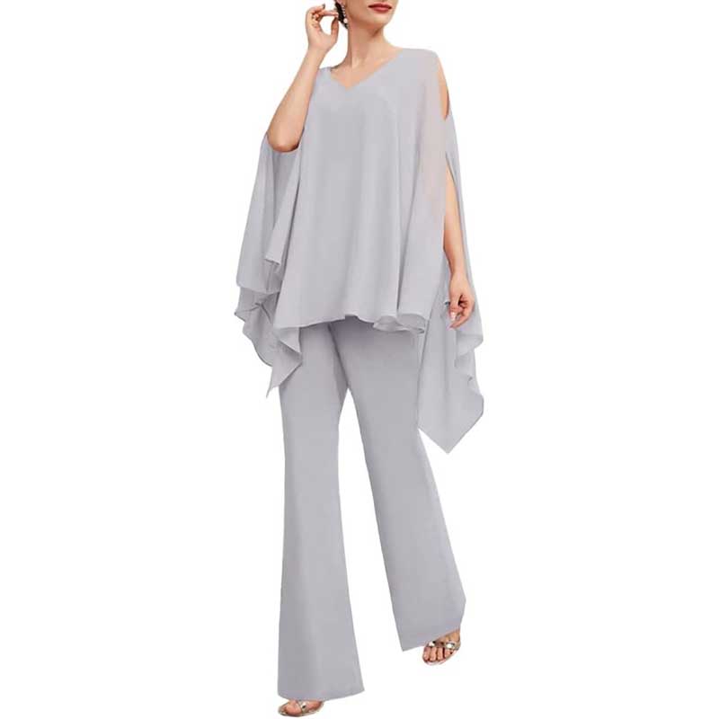 Wedding Guest Pant Suit 2 Piece Set Formal Chiffon Evening Party Outfit