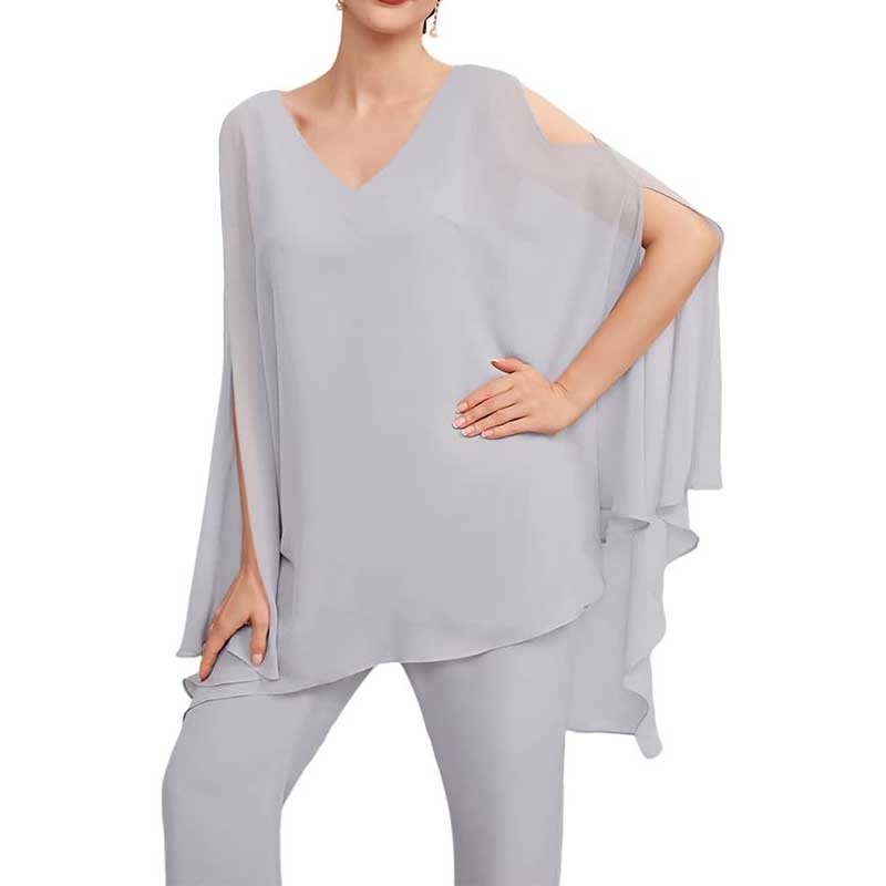 Wedding Guest Pant Suit 2 Piece Set Formal Chiffon Evening Party Outfit