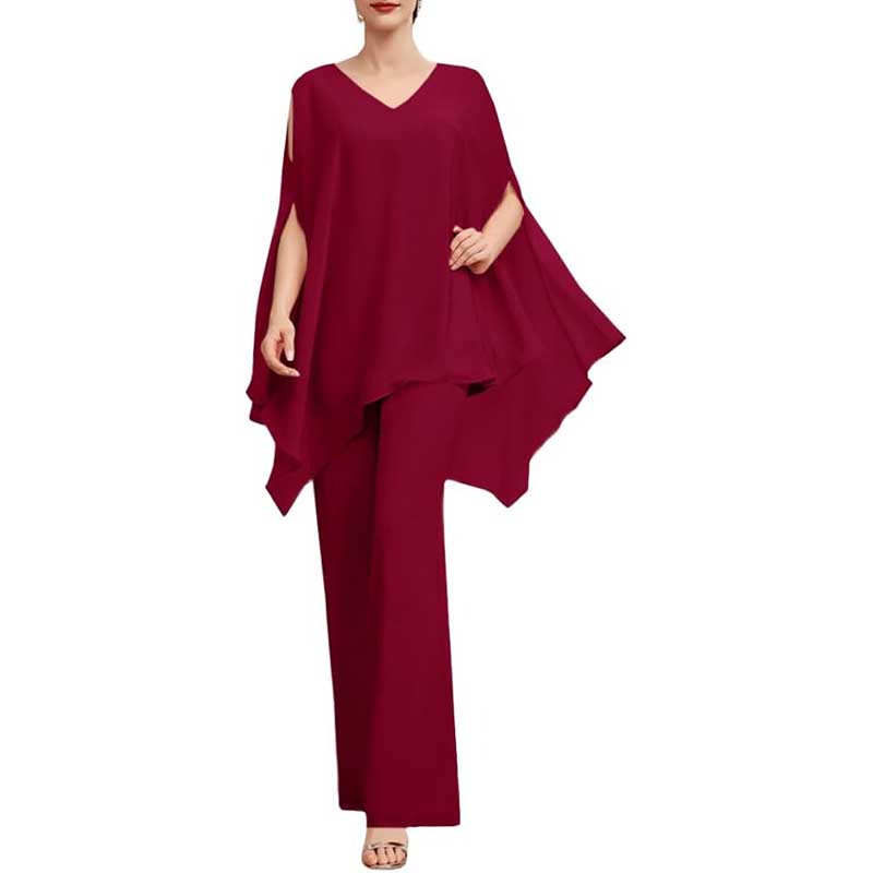 Wedding Guest Pant Suit 2 Piece Set Formal Chiffon Evening Party Outfit
