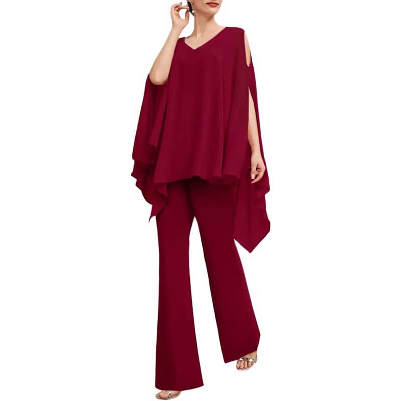 Wedding Guest Pant Suit 2 Piece Set Formal Chiffon Evening Party Outfit
