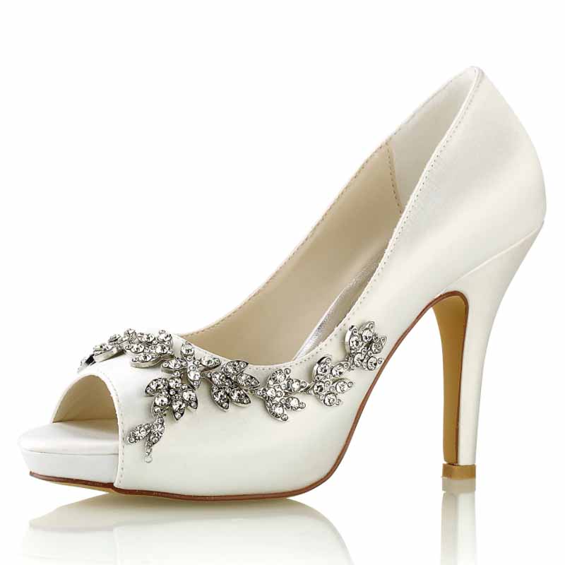 3.94" Wedding Heels Platform Stiletto Shoes Peep Toe Pumps Dress Shoes
