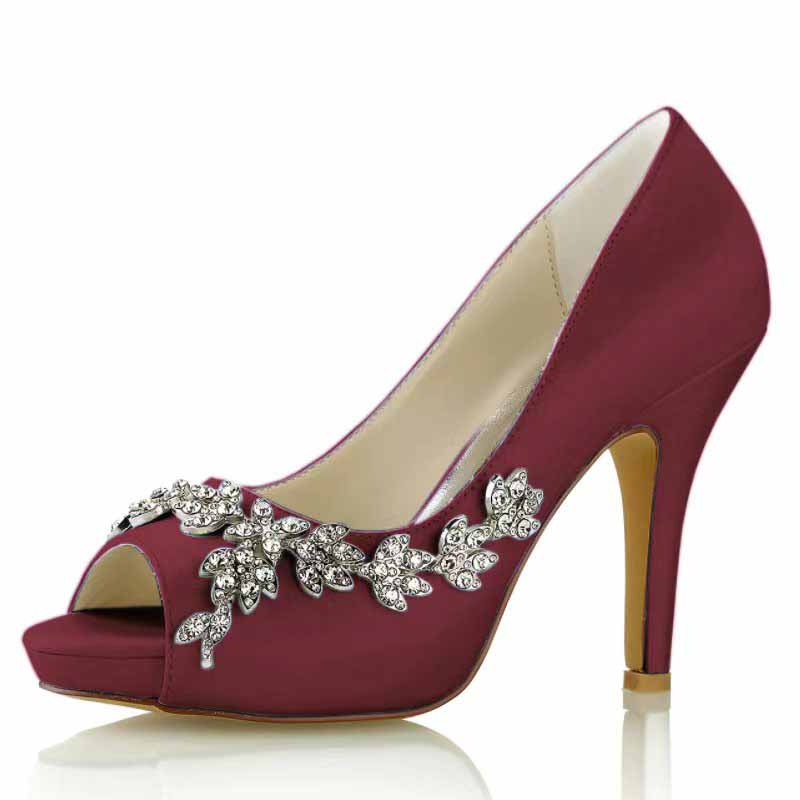 3.94" Wedding Heels Platform Stiletto Shoes Peep Toe Pumps Dress Shoes