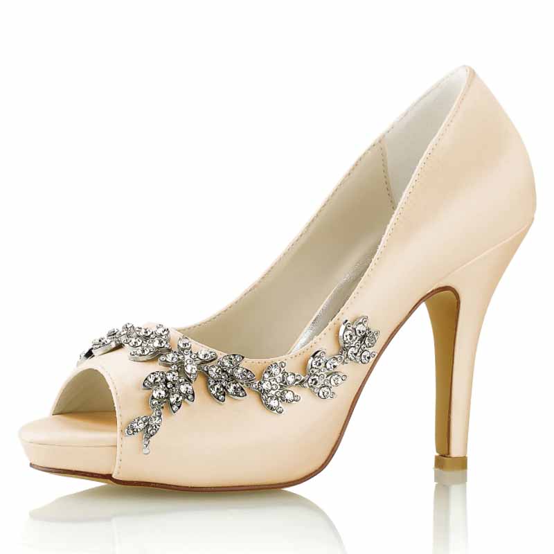 3.94" Wedding Heels Platform Stiletto Shoes Peep Toe Pumps Dress Shoes
