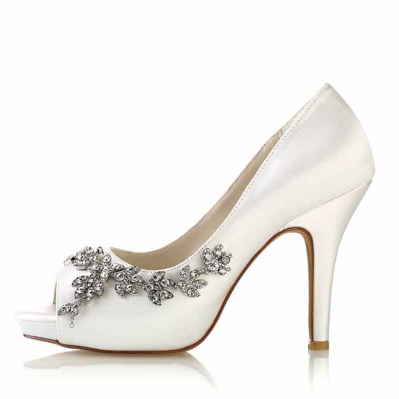 3.94" Wedding Heels Platform Stiletto Shoes Peep Toe Pumps Dress Shoes