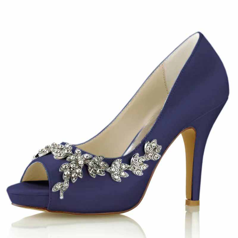 3.94" Wedding Heels Platform Stiletto Shoes Peep Toe Pumps Dress Shoes