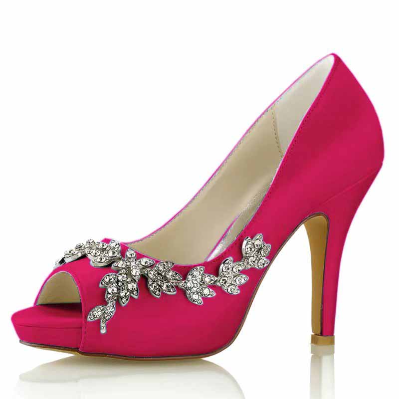 3.94" Wedding Heels Platform Stiletto Shoes Peep Toe Pumps Dress Shoes