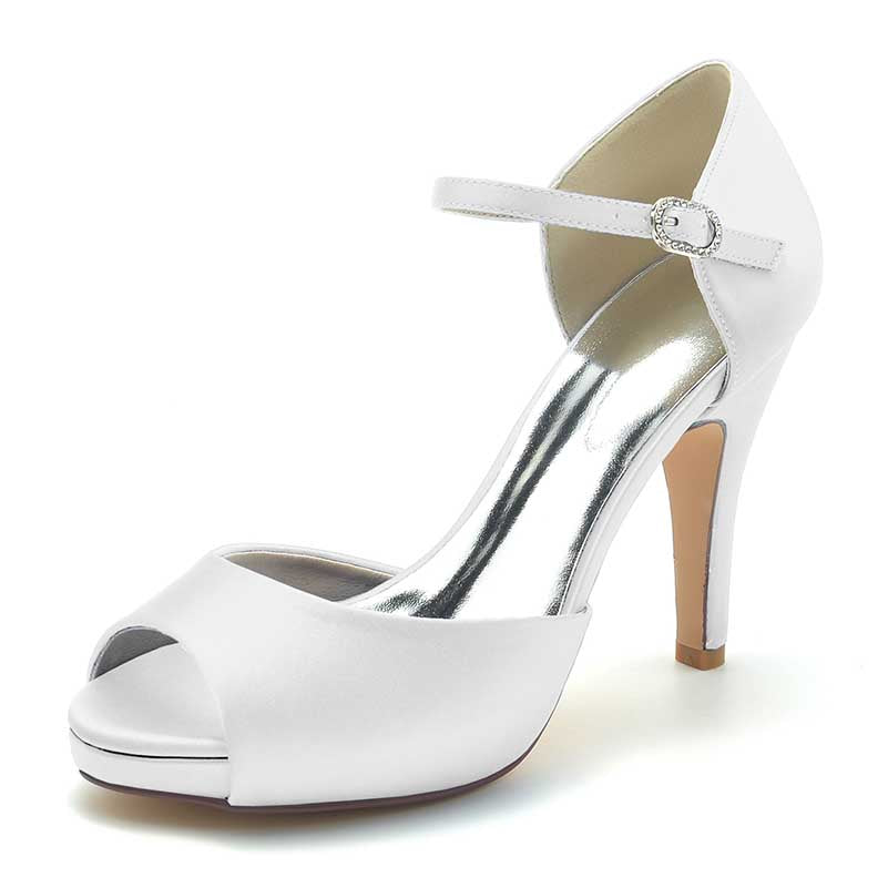 3.94" Platform Bridal Shoes Prom Shoes Ankle Strap Buckle Dress Shoes