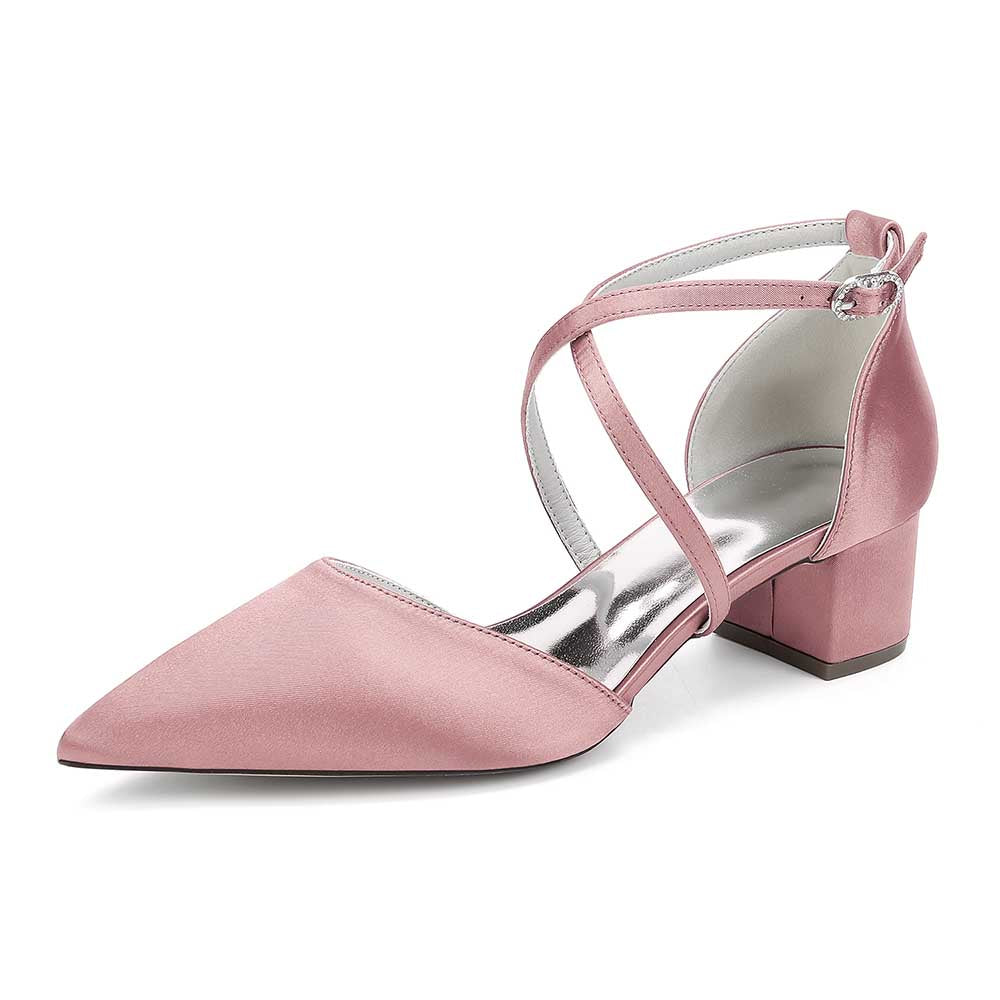 Wedding Shoes Satin Block Heel Wedding Heels Bridesmaid Shoes