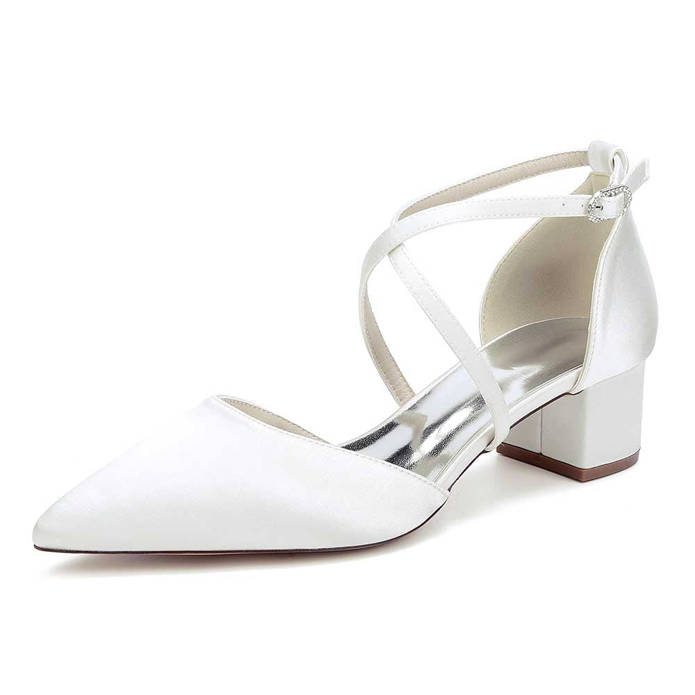 Wedding Shoes Satin Block Heel Wedding Heels Bridesmaid Shoes