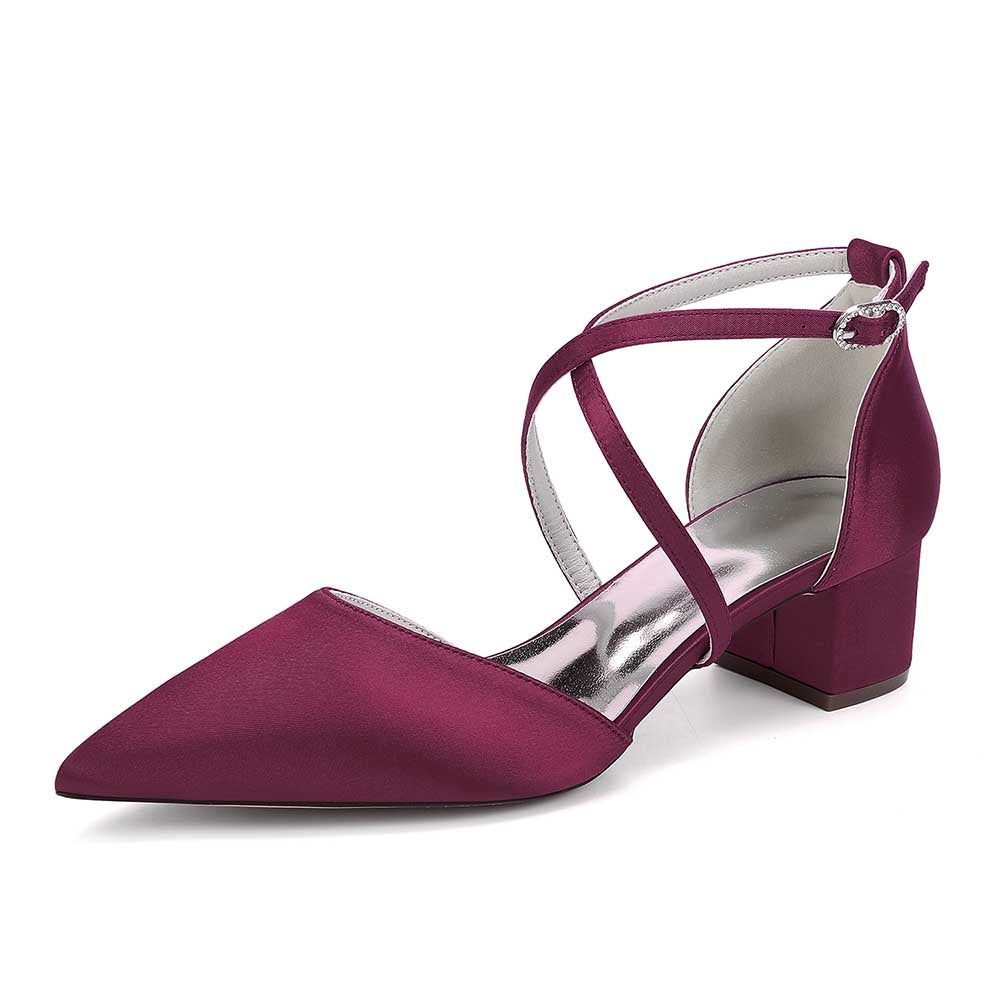 Wedding Shoes Satin Block Heel Wedding Heels Bridesmaid Shoes